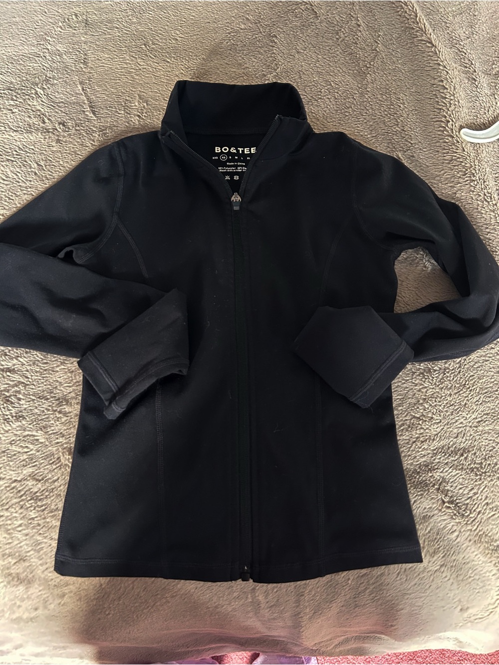 BO&Tee Women's Black Soft Active Zip-Up